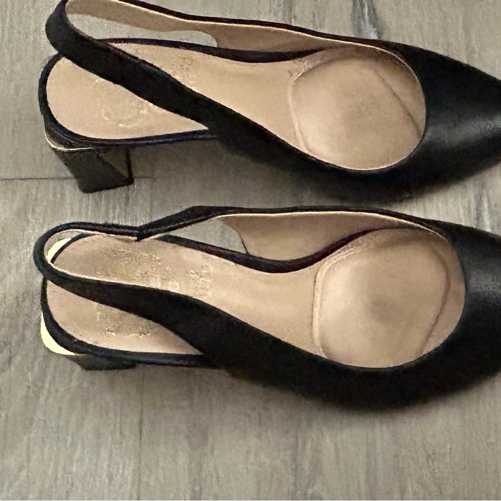 Vince Camuto Black Slingback Block Heel Pumps